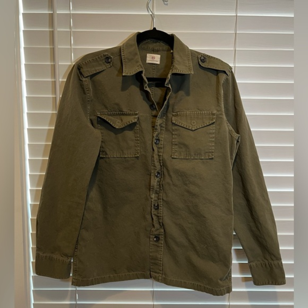 AG Adriano Goldschmied Mens Olive Green Cotton Military Field Jacket Small